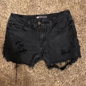 Black denim shorts